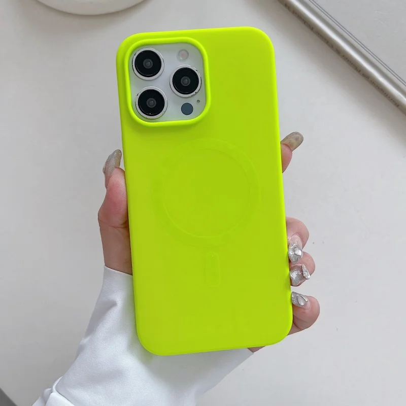 Luxury Bright Fluorescent Liquid Silicone For Magsafe Case For iPhone 17 Air 16 15 14 13 12 Pro Max Plus Wireless Charge Cover 3