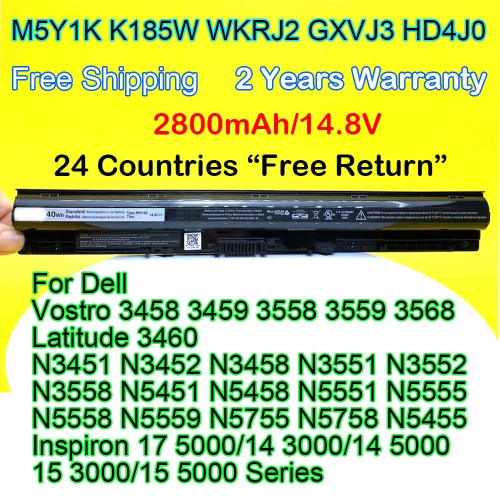 Bateria do Portátil de 2800mah 40wh M5y1k para Dell Inspiron 17 5000 Séries 175755 17-5756 17-5758 17-5759 Latitude 3460 Vostro 3458