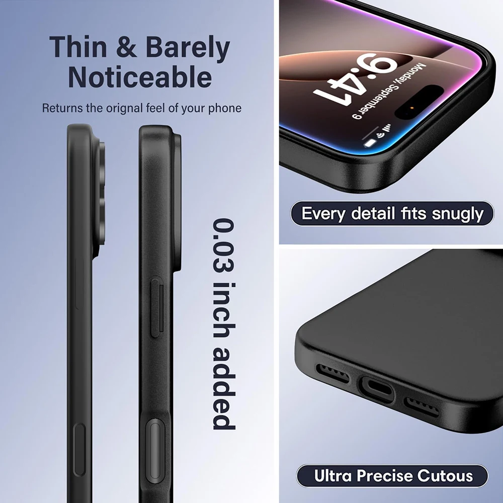 Luxury Solid Black Silicone Matte Soft Case - Ultra Thin Frosted Slim Cover