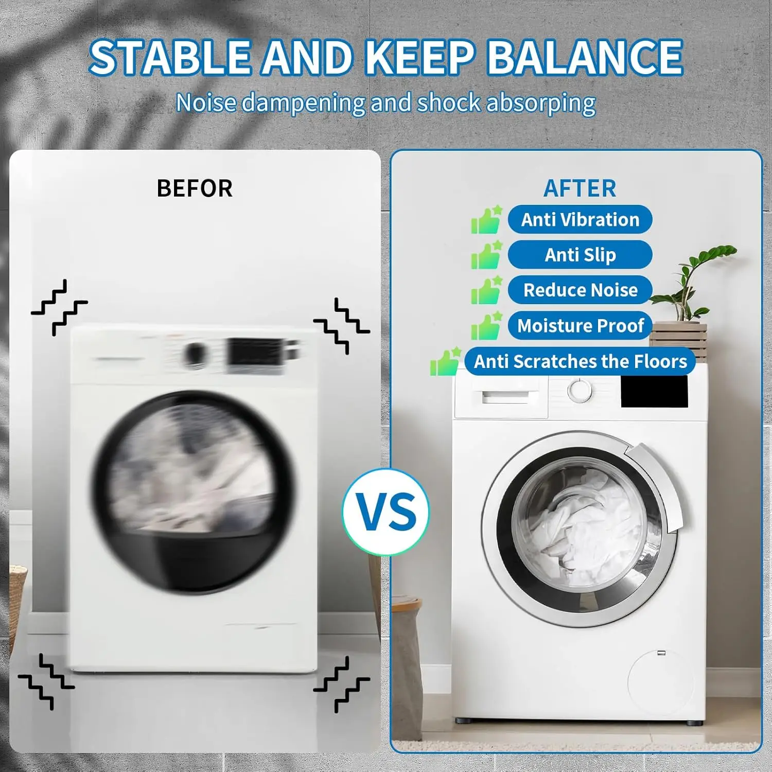 Washing Machine Refrigerator Anti-Vibration Silicone Non-Slip Feet Pad