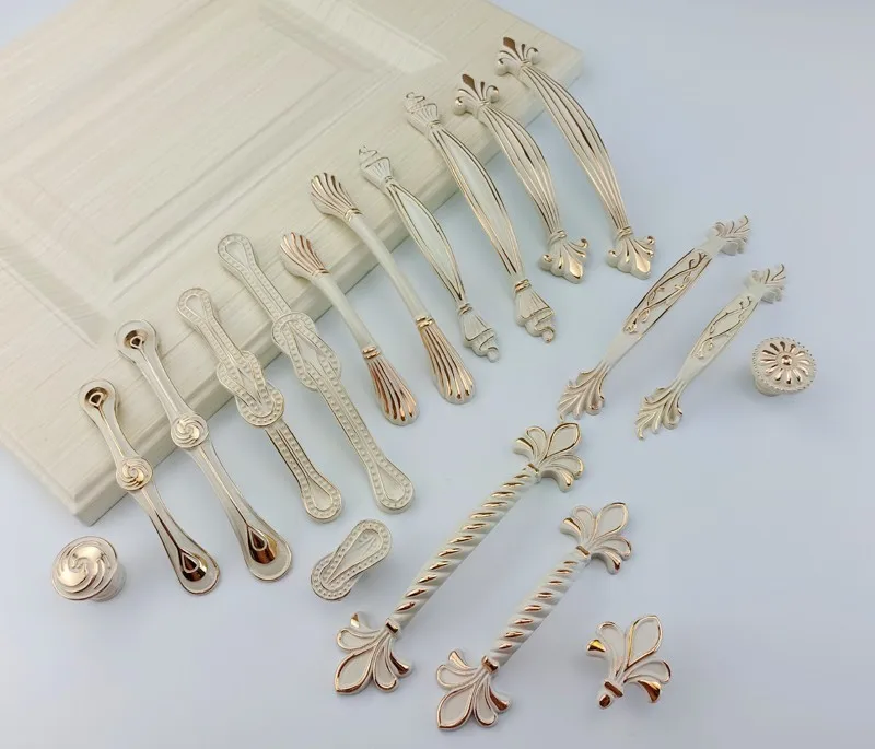 Description Picture 2 of itemLvory White Rose Gold Handle For Furniture Kitchen Cabinets Door Drawer Knobs European Wardrobe Cupboard Dresser Pulls Handles