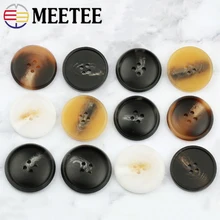 

Meetee 50Pcs 15-30mm Resin Button for Coat Suit 4-holes Buckle Hand Sewing Horn Buttons Garment Scrapbooking Accessories CN437