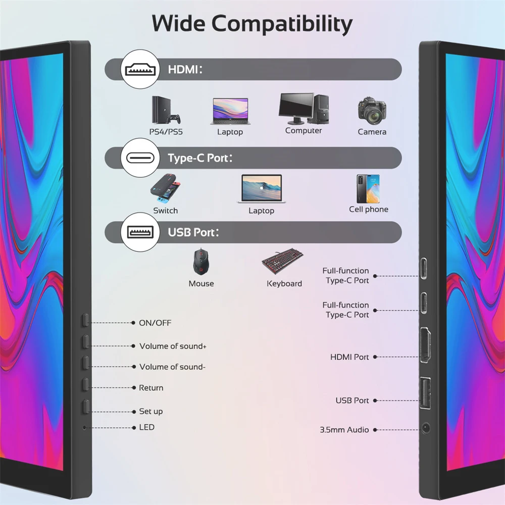 14 ġ ޴ ӿ  ġ ũ IPS г 1080P LCD ÷ HDMI ȣȯ USB cŸ, ƺ ȭ PS5 ġ