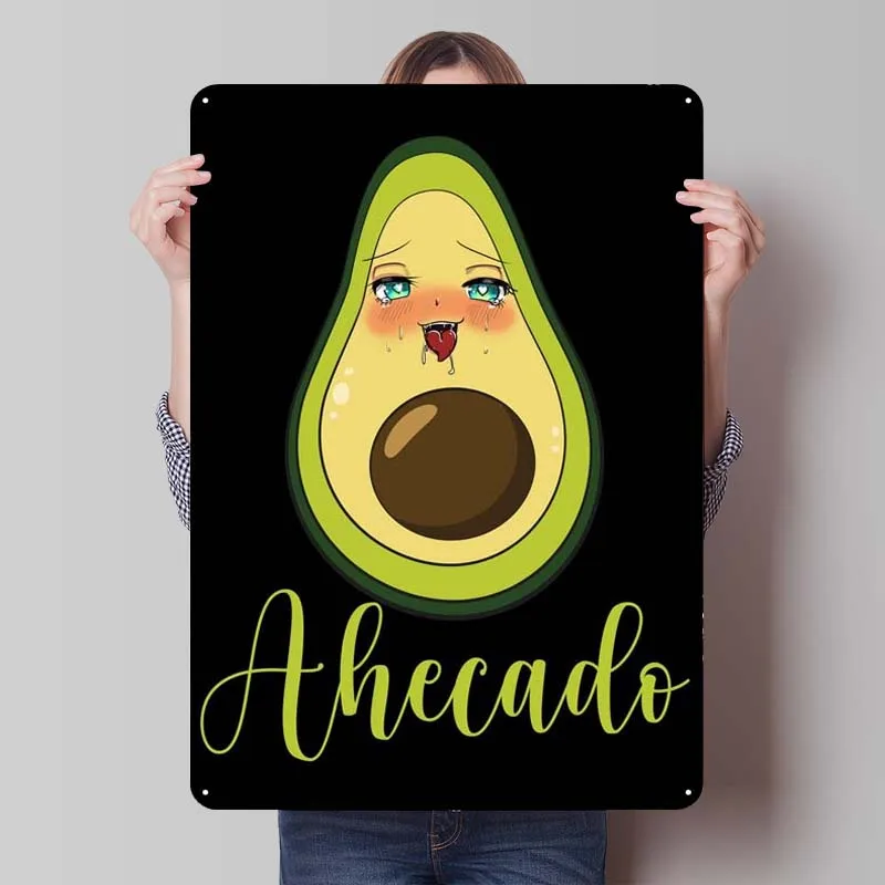 Ahegao лицо авокадо Hentai металлический знак аниме постер Ретро Жестяная Табличка Знак для настенного искусства украшения ванной комнаты декор эстетика дома