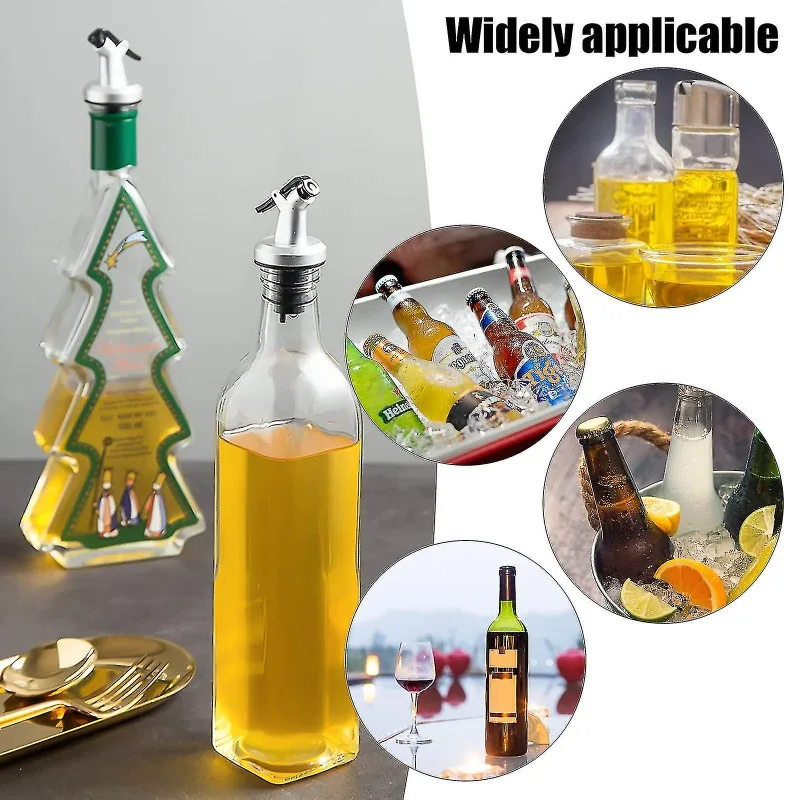 Oil Bottle Pour Spout Dispenser Stainless Steel No Drip Bottle Stopper Olive Oil Vinegar Liquor Wine Pourer Spout Kitchen Tool
