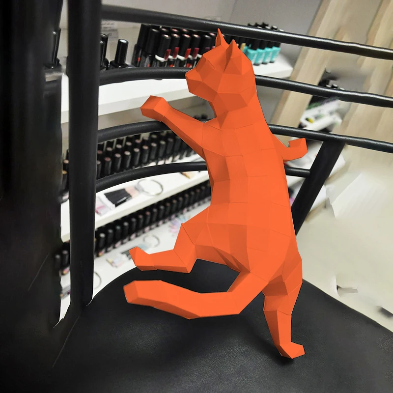 벽 등반 새끼 고양이 종이 모델 키트, 창의적인 홈 장식, 책상 장식, 3D DIY 수제 종이 공예, 고양이 동물 퍼즐 장난감