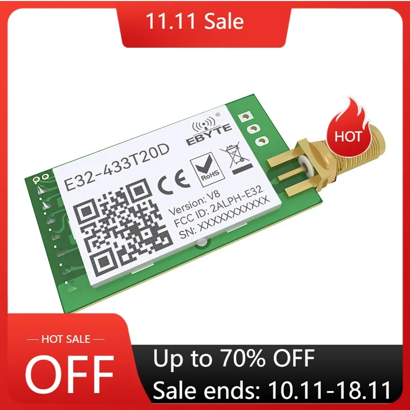 Wireless Module LoRA 433MHz UART RF 20dBm 3km CDSENET E32-433T20D Transceiver Transmitter Receiver SMA-K Antenna