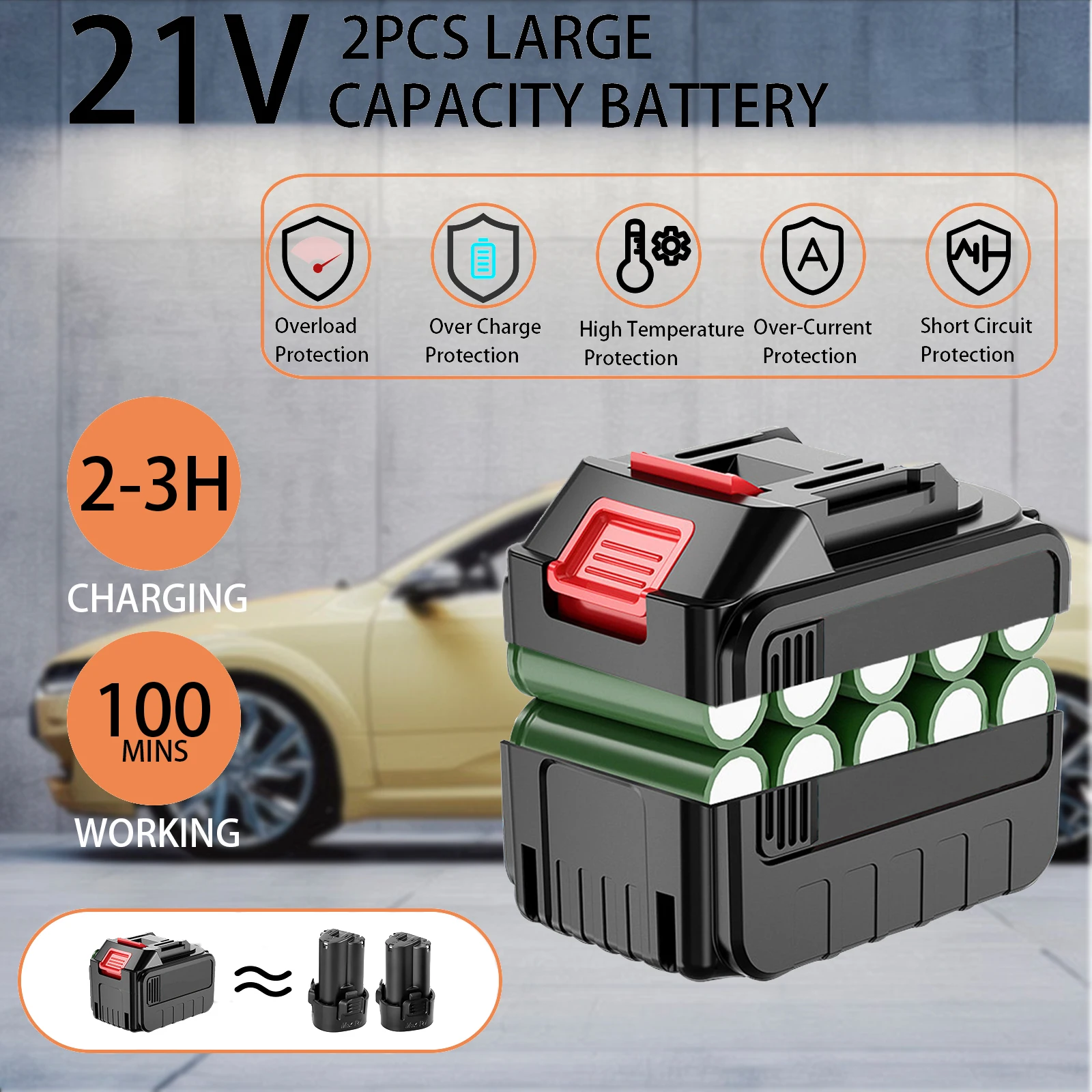 Car Polishers and Buffers Cordless, Cordless Buffer Polisher Kit with 6 Variable Speed 2800-5500rpm, 21V Cordless Polisher for C