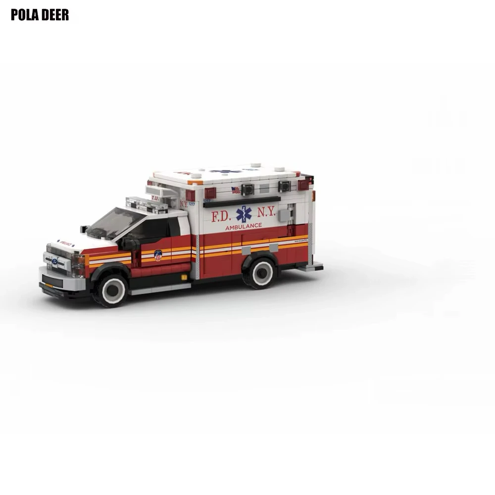 Paladeer 728 Teile New York City Krankenwagen Kreative Aufkleber Individuell Zusammengebaute Bausteine Lehrreiches Modellspielzeug Geschenk für Feiertage