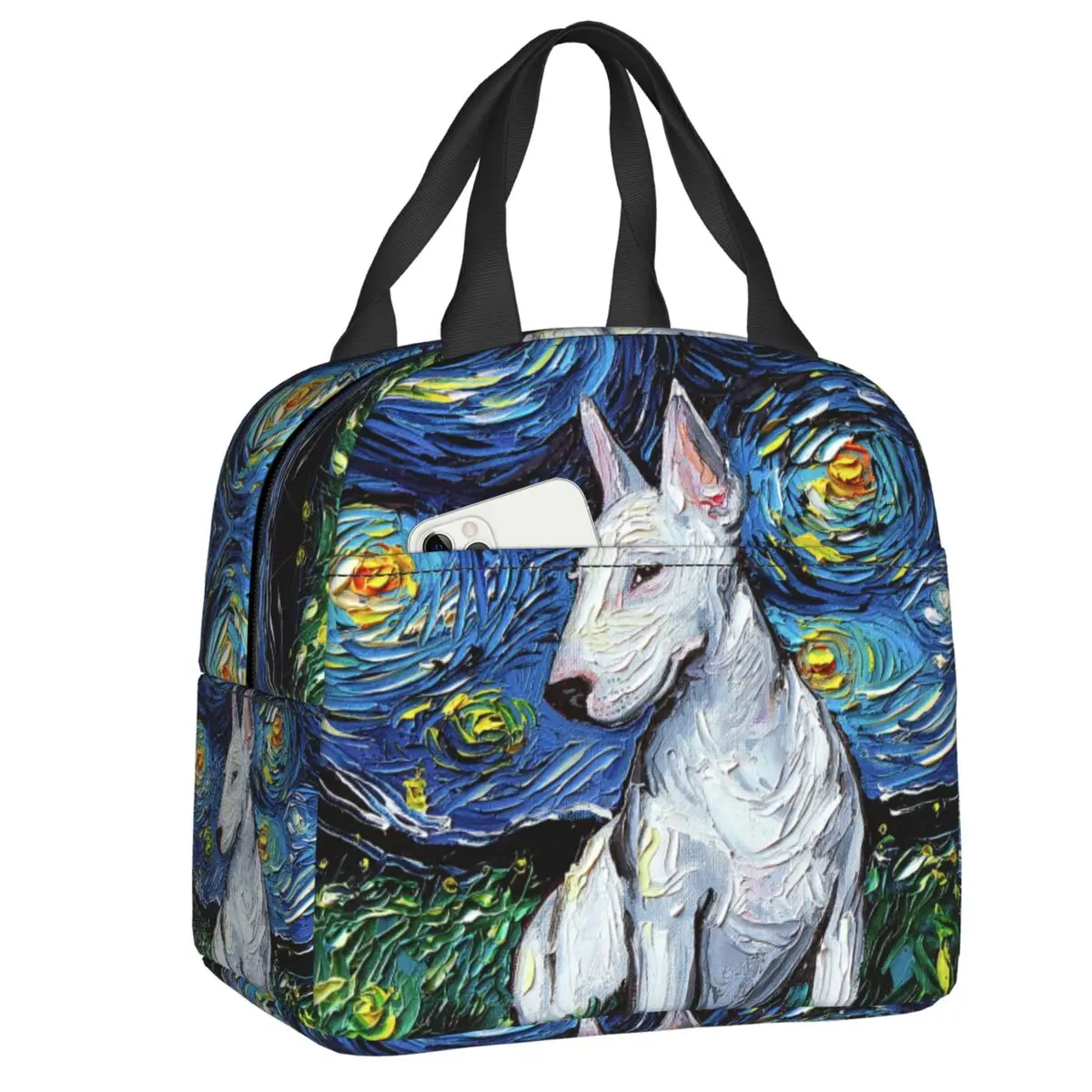 

Starry Night Bull Terrier Dog Lunch Bag Leakproof Food Insulated Cooler Thermal Lunch Box For Women Kids Tote Container