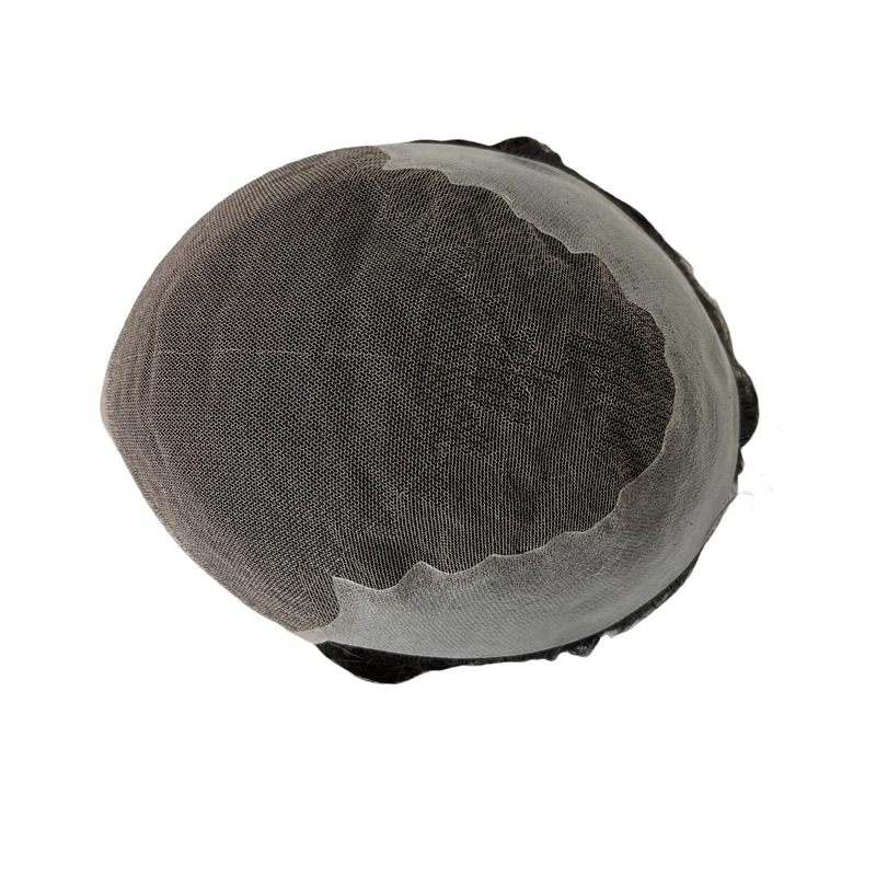 6 inches European Virgin Human Hair Hairpieces 6x8 Q6 Toupee 32mm Wave PU with Lace Unit for Asian Men