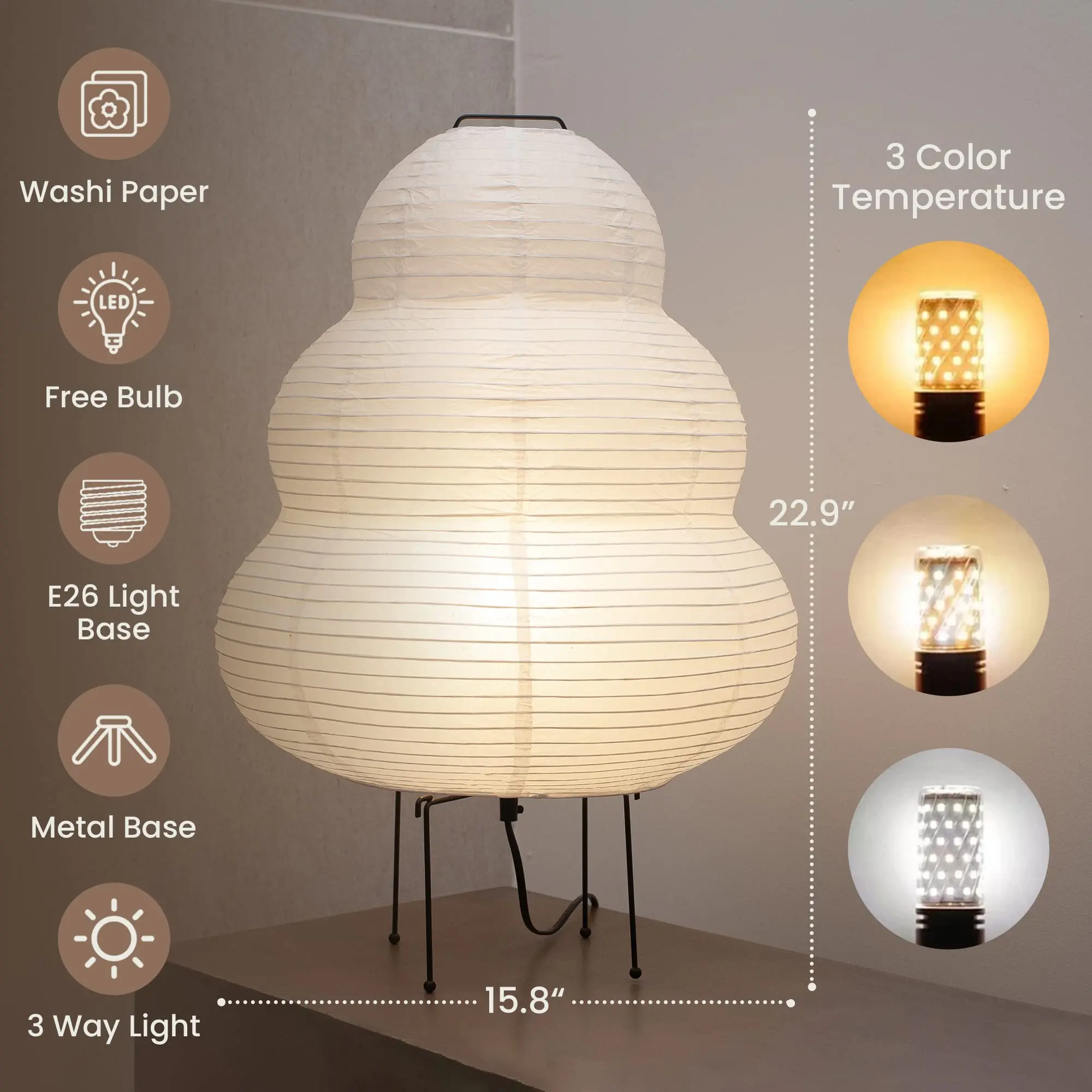 Japanische Reispapier lampe LED Stehle uchte 6000k Dimmen Lese lampe 3  Farbe Nachtlicht Stativ Stehlampe für Nachttisch Wohnkultur