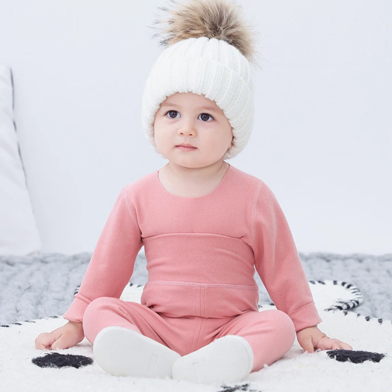 No Trace Thermal Underwear Suit Kids Baby Tops+Pants 2-piece Set Boys Girls Neonate Pajama Sleepwear Spring Autumn Clothes 0-3 Y
