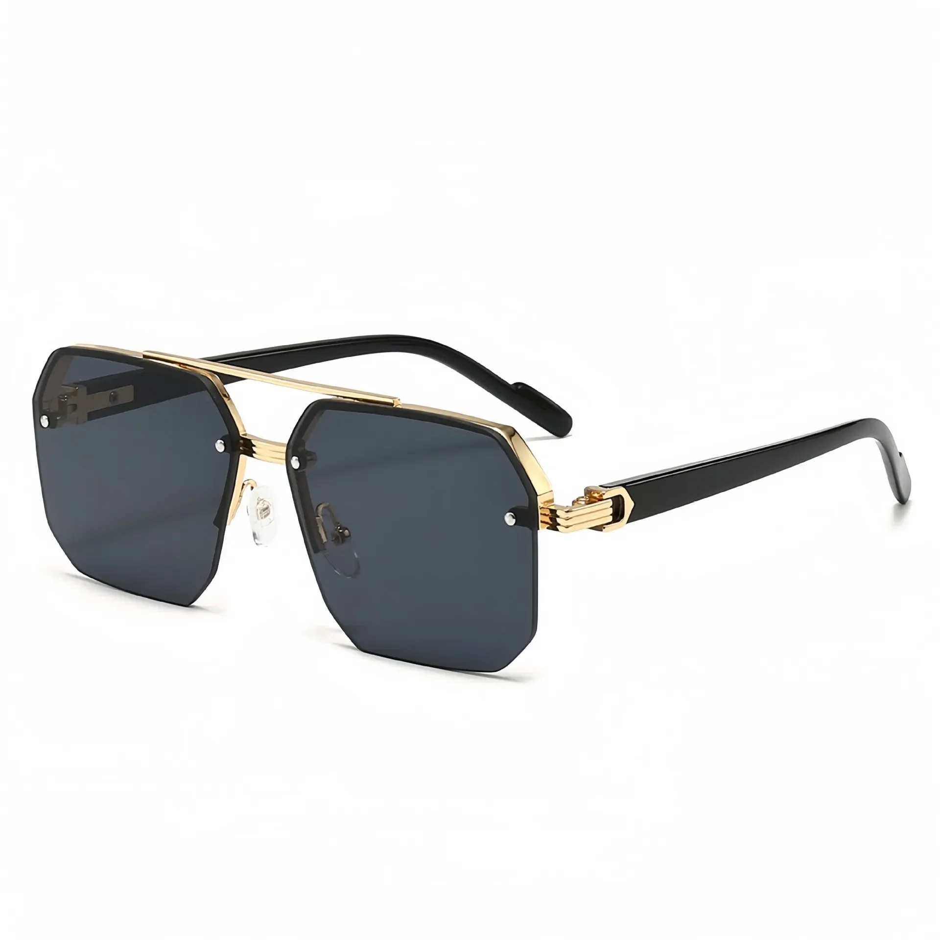 Stylish Retro Aviator Sunglasses with Double Bridge Metal Design and UV400 Protection
