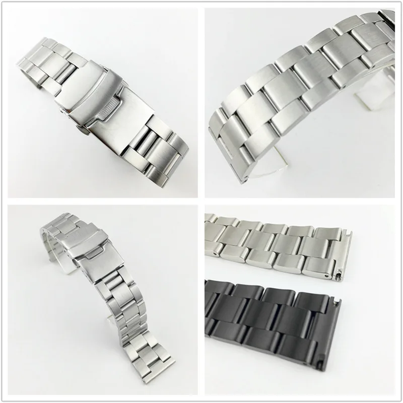 Premium Stainless Steel Diving Watch Band with Double Lock Buckle - Adjustable Metal Bracelet in Multiple Sizes