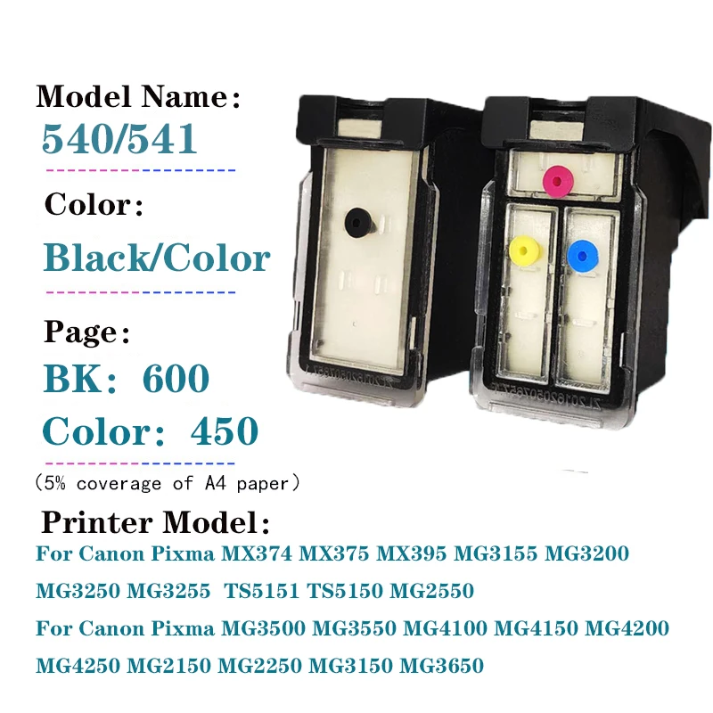 Фото Многоразовый картридж для принтера einkshop, для Canon, pg540, cl541, pg 540, mg4250, mg3250, mg3255 mg3550, mg4100, mg4150 №2
