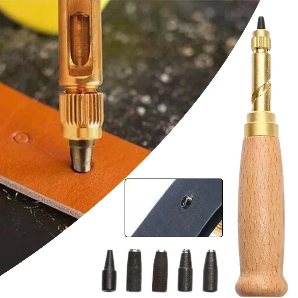 Hole Punch Drill Tool Belt Hole Puncher Leather Hole Punch With Wood