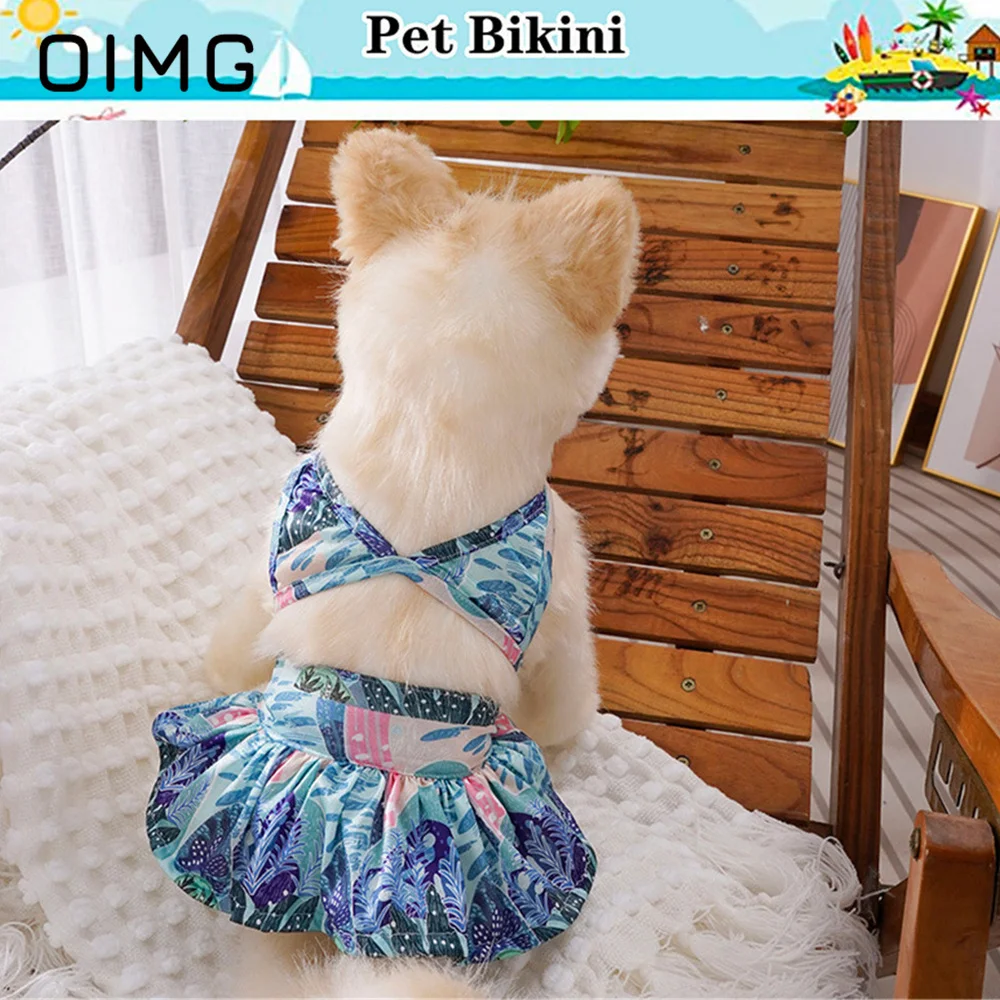 

OIMG Summer Pet Clothing Pet Bikini Set Papillon Yorkies Pomeranian Swimwear Beach Cat Dog Clothing Small Dogs Swimwear