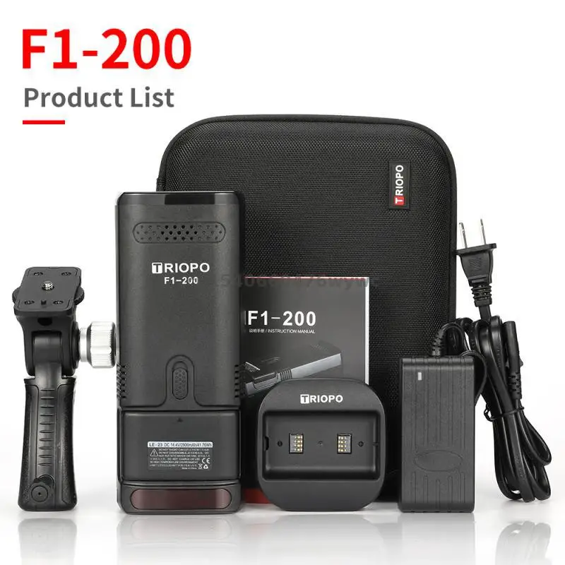 TRIOPO F1-200 Lithium Battery Flashlight Flash Outdoor Pocket Flash Light 2.4G TTL HSS 1/8000s Double Head 200Ws