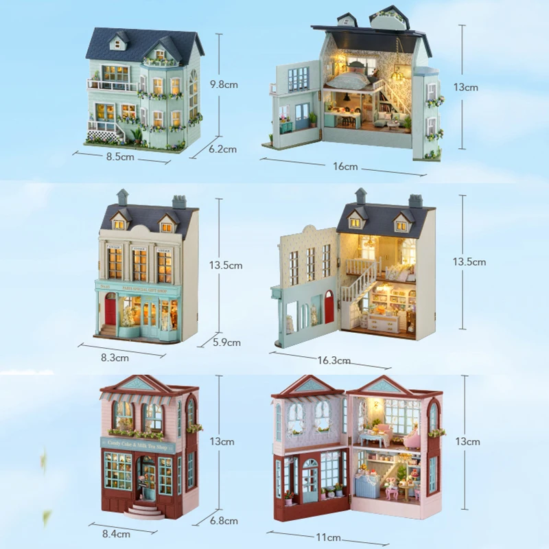 DIY Wooden Miniature Model Kit Sweet Dream House Casa Doll Houses With Furniture 3D Puzzle Dollhouse Home Decor Friends Gifts 6