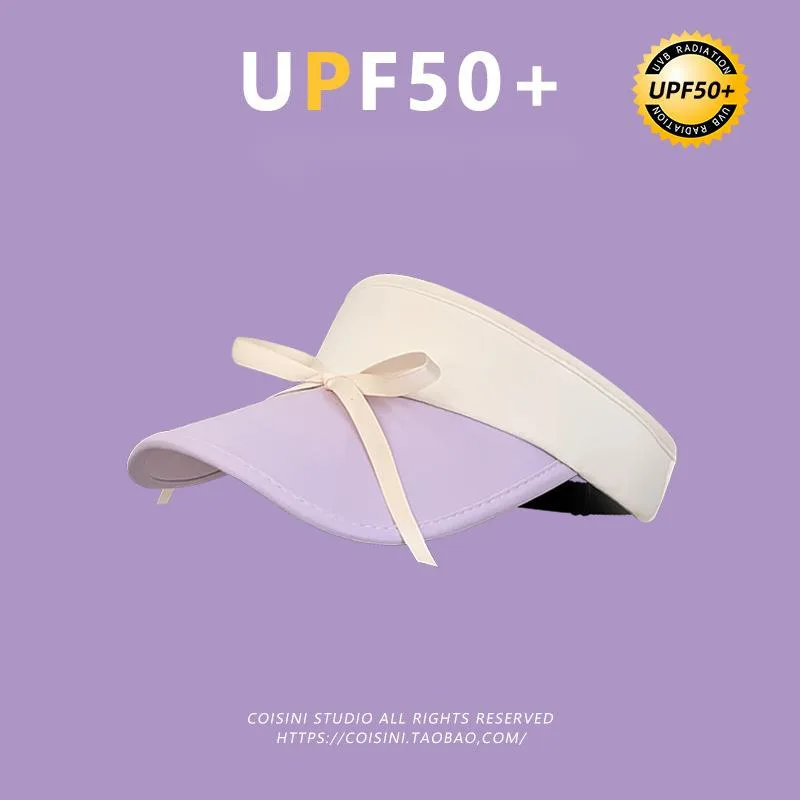 New Sweet Bow Tie with Ice Silk Sunscreen Open Top Hat for Women Summer Sunshade Macaron Color Versatile Big Eaves_voghion.com