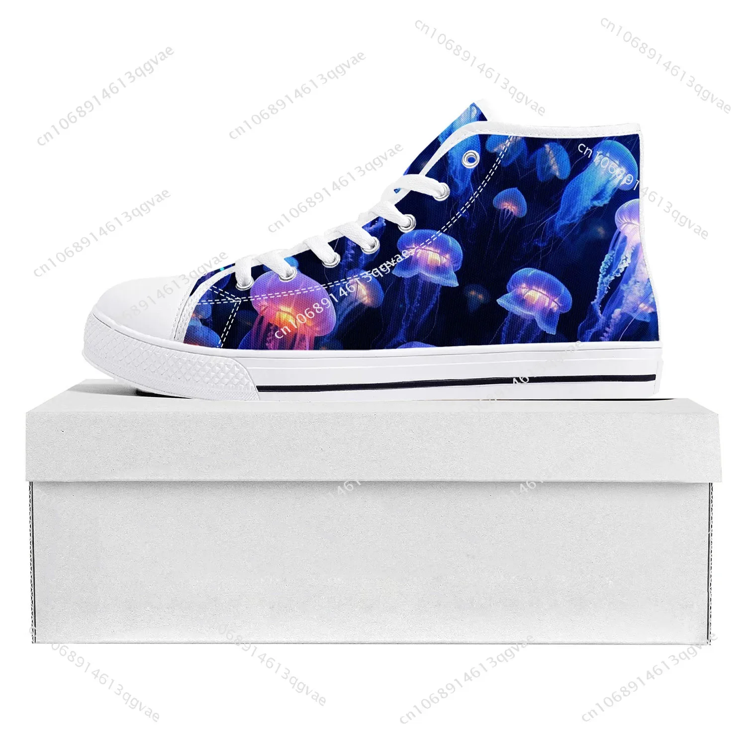 Jellyfish Pattern High Top High Quality Sneakers Mens Womens Teenager Canvas Sneaker Casual Couple Shoes Custom Made Shoe