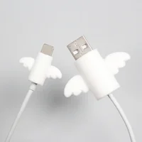 2Pcs Cute Angel Wing Cable Protector Earphone USB Cable Winder Wire Organizer Holder Clip Wrap Desk Set Stationary for iphone 2