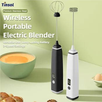TINSOL Wireless Electric Milk Frother Multi-Function Blender Egg Whisk and Mixer Ideal for Crafting Coffee and Cappuccino Foam 1