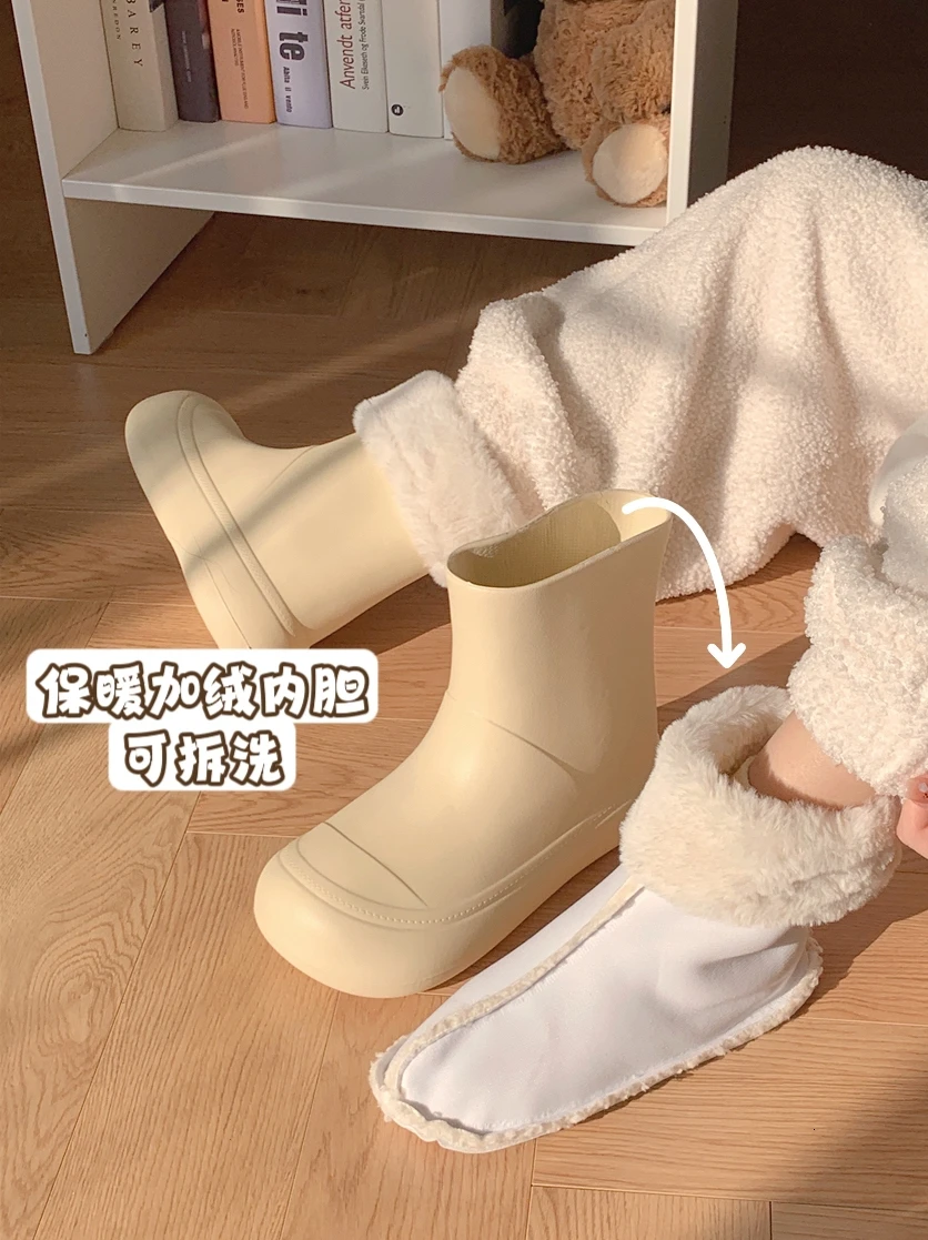 Casual And Versatile Winter Outdoor Snow Boots Women Rain Boots Fashion Plush Boys' Girls' Baby Boots Waterproof Boots