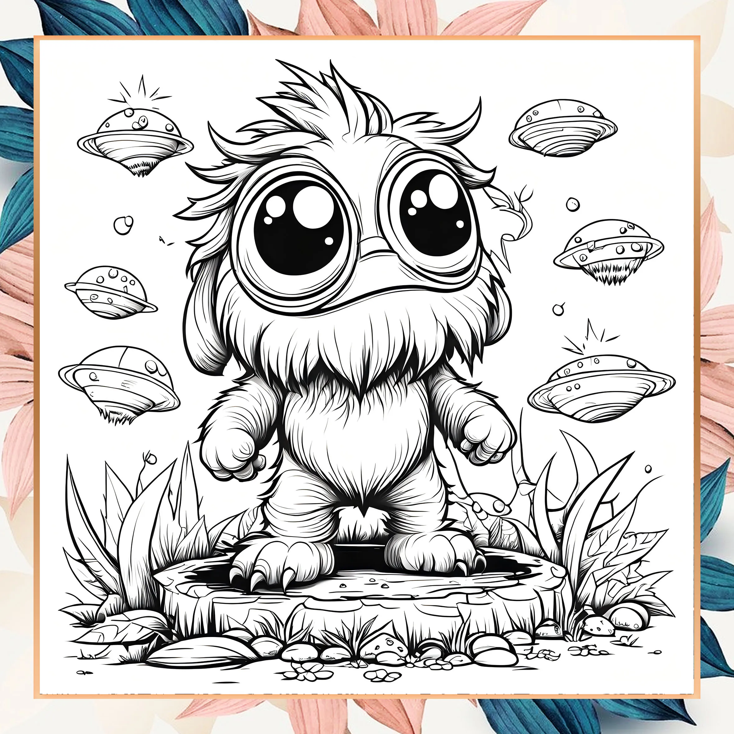 Adults with Simple Decompression Cute Doodle Little Monster Coloring Book Perfect Gift for Parties and Birthdays ﻿ 4