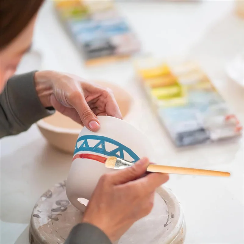 【슈퍼딜】도자기 유약 브러쉬 세트, 학생 아티스트를 위한 긴 손잡이 수채화 오일이 있는 다양한 모양의 나무 브러쉬