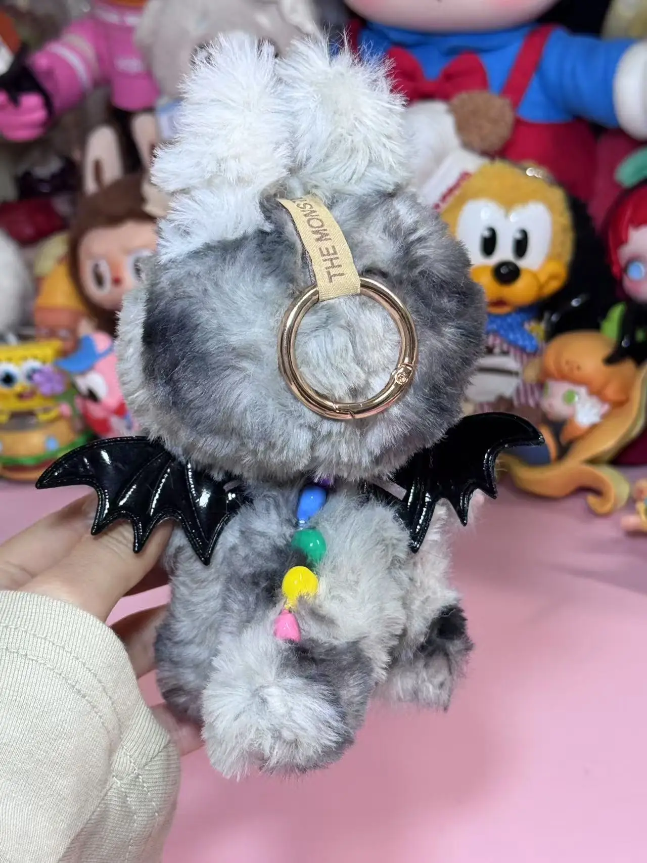 ZIMOMO LABUBUぬいぐるみキーホルダー♡九尾狐♡ピンクリボン　鈴 ZIMOMO LABUBUぬいぐるみキーホルダー♡九尾狐♡ピンクリボン 鈴