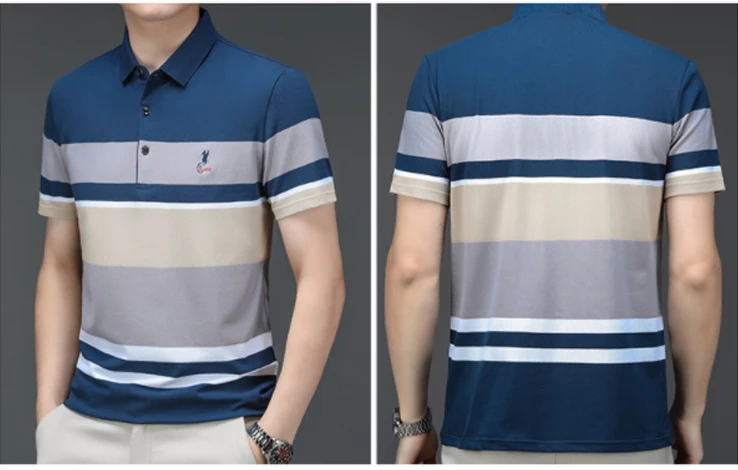 Summer New Men Polo Shirt High Quality brand cotton Short Sleeve men's polo shirt Business casual striped shirt polo men tops 13 S972b0f88f90e498890a85bcad1111cf0W