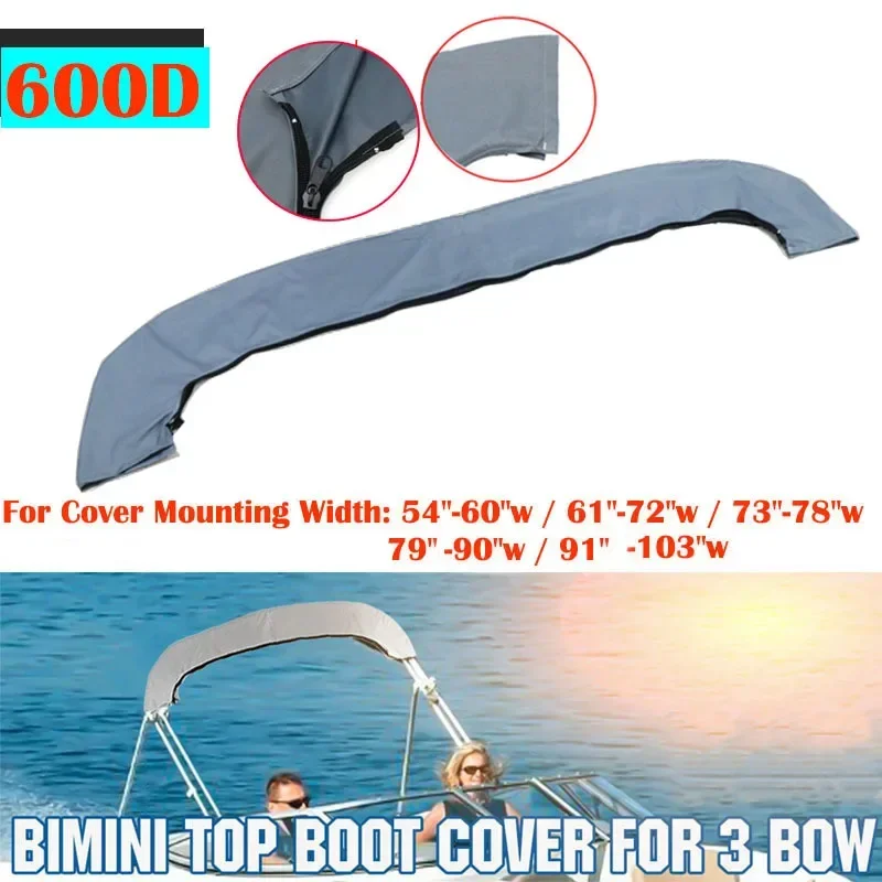 600D 3 Bow Bimini Top Boot Cover No Frame Yacht Boat Cover With Zipper Anti UV Dustproof Marine Accessories Waterproof