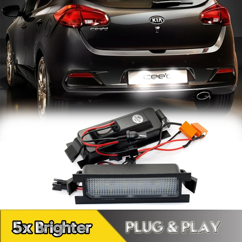 

2Pcs For Kia PRO Ceed ED JD LED Number License Plate Lights Lamps For Hyundai Accent I30 CW 5D Elantra GT Canbus OEM#925021H500