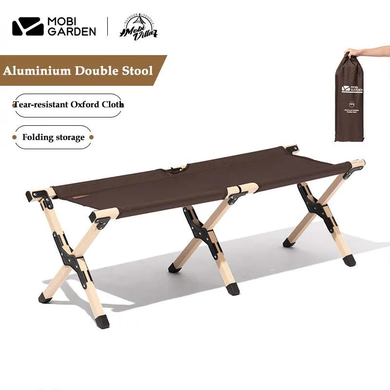 

MOBI GARDEN Family Wooden Aluminum Alloy Portable Folding Stool Tourist Chair Outdoor Camping Folding Double Marching Stool