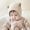 Korean Cute Pompom Baby Hat Winter Warm Baby Boys Girls Hat Bonnet Soft Ear Protection Infant Toddler Plush Cap Beanies 3