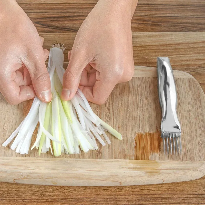 Kitchen Shred Silk The Knife, Stainless Steel Chopped Green Onion Knife, Curved Handle Design, Food Speedy Chopper Green Onion - 4