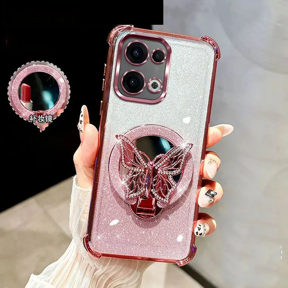 Mirror Butterfly Bracket Holder Shockproof Case - Elegant and Durable Smartphone Cover