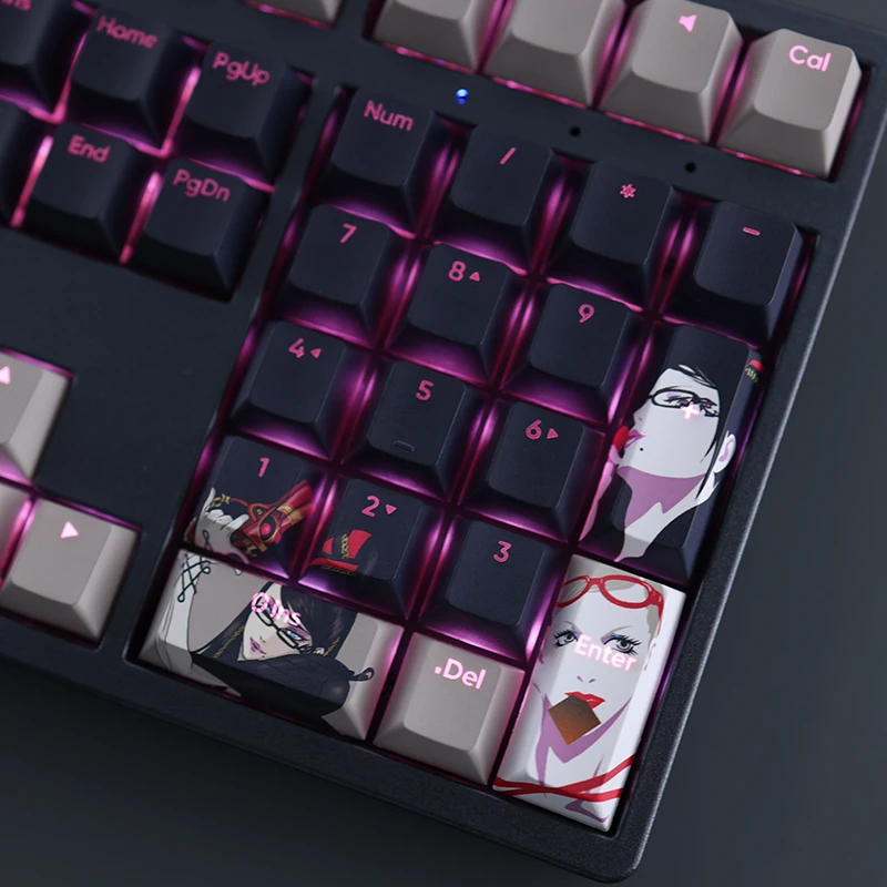 Desenhos Animados Anime Gaming Key Caps Grupo Bayonetta Keycap Pbt Dye Subbed Teclado Retroiluminado Ansi 61 87 104 108 Layouts - Imagem 6