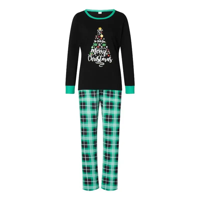 

Family Christmas Pajamas Matching Set Xmas Print Pijamas Mother Daughter Father Son Outfit Family Look Homewear Suit Black And