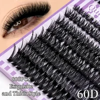 800 bouquets de faux cils, longueurs mixtes 9-16mm, courbure D, bouquets de cils volumineux et denses, extensions de cils réutilisables, aspect naturel 2