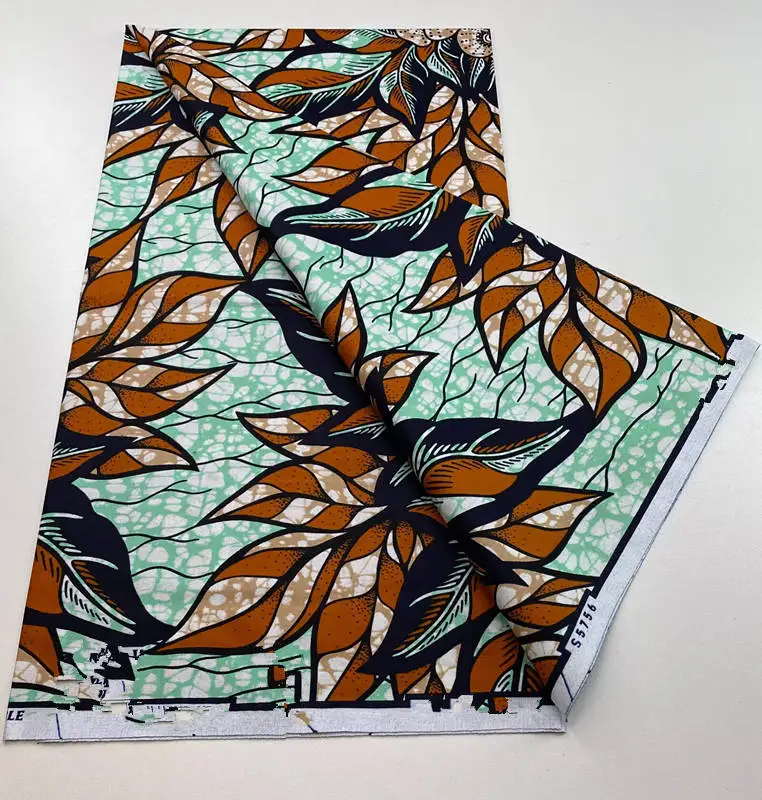 2023 High Quality African Wax Fabric Stretch Ankara Print Brode Cotton Material Wrapper New Gold Line Pattern For Sewing 6Yards 2