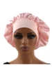 Normal adult sized Head Wrap Elastic Band Bonnet sleep cap Satin Silky Bonnet Sleep Black Pink color choice 6