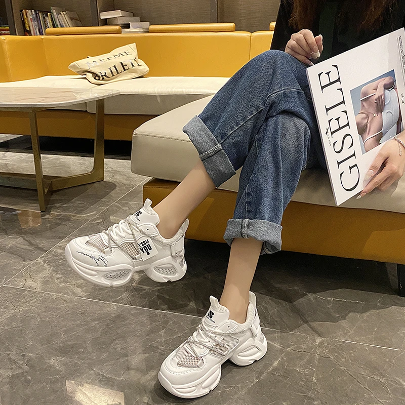 Shoes for Women 2024 Fashion Lace Up Women's Vulcanize Shoes Summer Outdoor Sport Shoes Ladies Sponge Bottom Women Sneakers