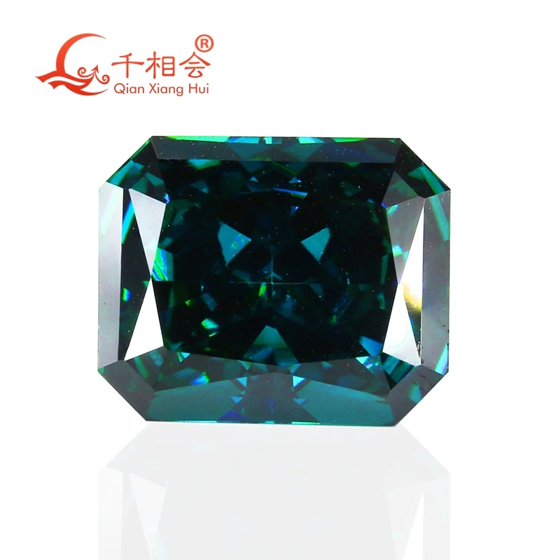 

blackish green color rectangle octangle shape radiant crushed ice cut cubic zirconia loose stone cz stone