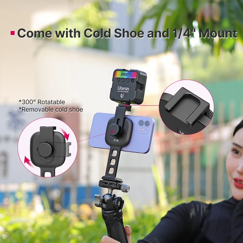 Ulanzi ST-28 Magnetic Phone Mount Holder for iPhone 13 14 15 Tripod Mount with Magsafe Vertical Shooting Cold Shoe Video Light phone tripod flexible phone tripod phone tripod mount phone clip bracket phone clip mount phone holder clamp