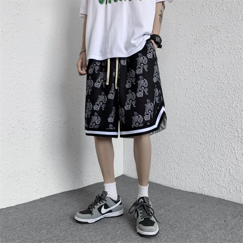 Cashew Flowers Basketball Shorts Men Fashion Plus Size Shorts Men
