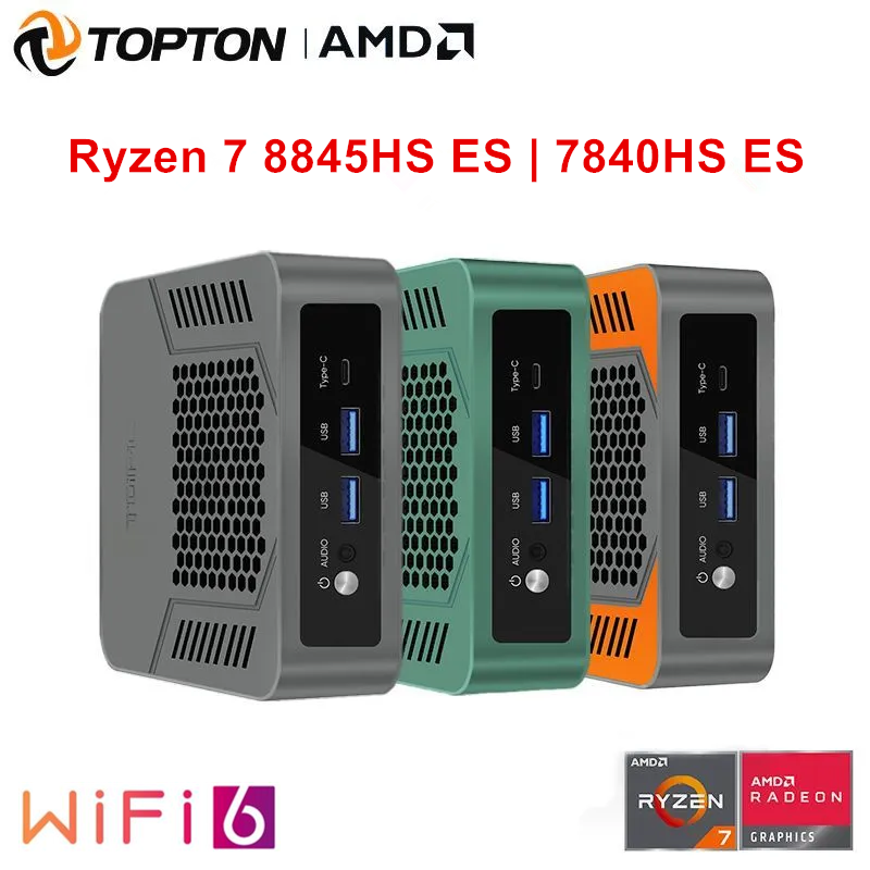Topton Solid Gaming Mini PC AMD Ryzen 9 7940HS ES R7 8845HS ES USB4.0 Dual LAN 2xDDR5 Windows 11 Pro Nuc Mini Computer WiFi6
