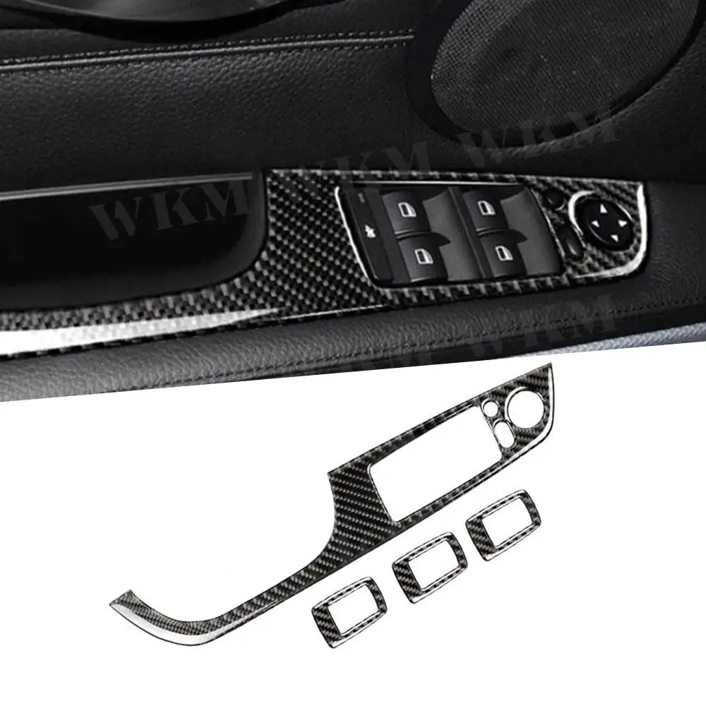 

Carbon Fiber Interior Trim Window Lifter Switch Buttons Decorative Frame Cover For BMW 3 Series E90 2005-2012